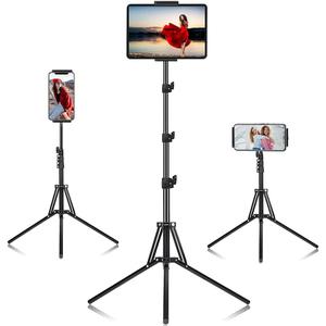 Ipad Tripod Stand, with 65 inch Height Adjustable iPad Stand Holder & iPad Floor Stand with 360 Rotating iPad Tripod Mount for iPad Pro, iPhone, Kindle, and All 4.5-12.9 Inch Tablets