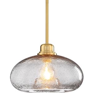 11" Large Pendant Lights Kitchen Island, Modern Gold Hanging Light with Grey Seed Glass Shade,Small Chandelier Lighting for Dining Room,Entryway DD029-1-H (Gray)