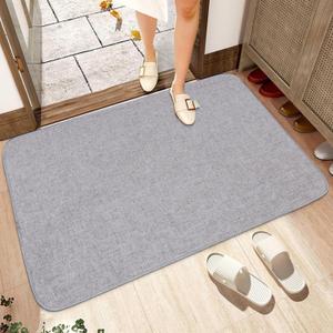 Indoor Door Mat Entrance, 1/10 in Ultra Thin Door Mat for Inside Entry, 30''X17'' Super Non-Slip, Washable Doormat, Fade Resistant, Low Profile Dirt Trapper Outdoor for Bathroom and Kitchen, Grey