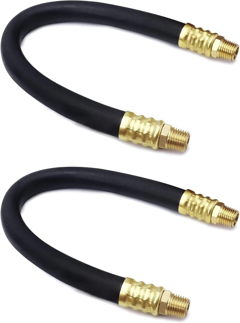 QWORK Air Compressor Hose, 3/8" X 15" Air Hose, 300 PSI Max Working Pressure, 1/4" Male NPT To 1/4" Male NPT Connections, Pack of 1 QWORK Air Compressor Hose, 3/8" X 15" Air Hose, 300 PSI Max Working Pressure, 1/4" Male NPT To 1/4" Male NPT Connections, Pack of 1