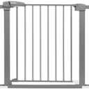 Babelio Metal Baby/Pet Gate, 29-48'' Auto Close Easy Install, Extra Wide Walk Thru for Child Safety, Pressure Mounted Dog Door for Doorways & Stairs, with Y Spindle Rods, Grey
