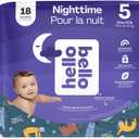 Hello Bello Premium Overnight Baby Diapers Size 5, 18 Count, Unisex, Ultra Absorbent and Soft Disposable Diapers for Babies and Toddlers