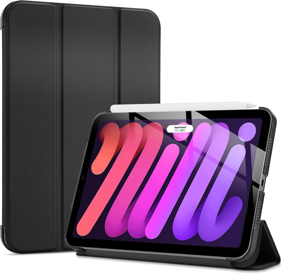 ProCase Smart Case for iPad Mini 7 A17 Pro 2024/iPad Mini 6 2021 8.3 Inch iPad Mini 7th/6th Gen Case, Hard Back Cover for iPad Mini 8.3" 7th Gen A2995/A2996/A2993/6th Gen A2567 A2568 A2569 -Black