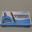 Docrok Pet Grooming Combo - Blue Deshedding Brush with Metal Comb for Detangling and Dematting Long, Matted Fur on Cats and Dogs