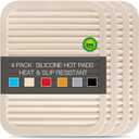 QPIX DIGITAL 4 Pack Silicone Trivets for Hot Dishes, Large & Heat Resistant Silicone Pot Holder Hot Pads for Kitchen, 9x12 Beige Silicone Trivet Mat for Hot Pots and Pans, Jar Opener, Drying Mat
