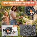 Retractable Garden Hose Reel, 50ft x 1/2", Wall Mounted, 10-Pattern Nozzle | 180 Swivel Bracket, Any Length Lock, with Nozzle Set, for Garden Watering, Car Washing & Patio Cleaning