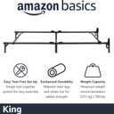 Amazon Basics Metal Bed Frame, 9-Leg Support Base for Box Spring and Mattress, King-Size, Tool-Free Easy Assembly, 79.6" x 76" x 7", Black