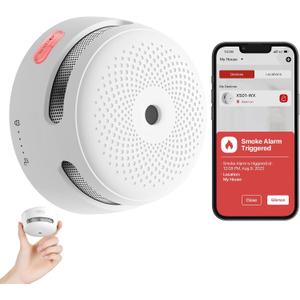 X-Sense Smart Smoke Detector Fire Alarm with Replaceable Battery, Wi-Fi Smoke Detector, Real-Time App Notifications, XS01-WX, 1-Pack