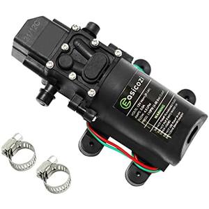 12V DC Fresh Water Pump with 2 Hose Clamp 12 Volt Diaphragm Pump Self Priming Sprayer Pump with Pressure Switch 4.5 L/Min 1.2 GPM 110 PSI Adjustable for RV Camper Marine Boat Lawn