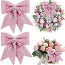 TONIFUL 2pcs Glitter Shiny Bow Pink Sparkling Christmas Bow for Gift Wrapping, Christmas Wedding Valentine's Decoration, Indoor Decoration, Bouquet Wrapping, Party Supplies(8x10 Inch/pcs)
