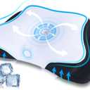 SUPA MODERN Cooling Cervical Neck Pillow for Sleeping, Contour Side Sleeper Pillow for Adults, Ergonomic Memory Foam Orthopedic Neck Pain Relief, Stomach Sleeping with Luxury Cool Cover (Black and White)