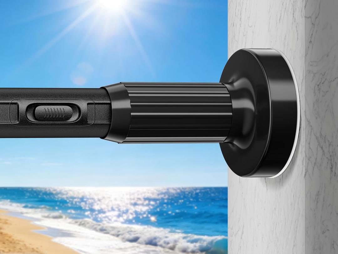 Tension Curtain Rod 39-86In-150Lb, Curtain Rod No Drilling for Window or Bathroom Patio, Adjustable Heavy Duty Shower Curtain Rod, Easy to Install, Never Rust, Rod Diameter 1.26 Inches-Black
