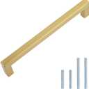 Amazon Basics Modern Square Cabinet Pull Handle, 5.39-inch Length (5-inch Hole Center), Golden Champagne, 10-pack