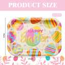 Ziliny 24 Pcs Easter Paper Platters 13" x 9" Disposable Serving Trays, Large Rectangular Easter Egg Paper Plates for Cookies Cake Dessert, Happy Party Tableware Supplies