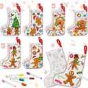 Zhanmai 12 Pcs Color Your Own Christmas Stockings with 24 Pcs Pens DIY Christmas Stocking Crafts Kit Xmas Stockings Gift for Kids Adults Family Holiday Party Decoration (Gingerbread Man)