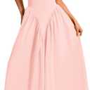 ChiaoLezhee Deep V Neck Dress, Halter Maxi Dresses, Vacation Date Night, Sexy for Women Corset Flowy Wedding Guest Drop Waist Medium