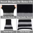 Olreco Leg Warmers Kawaii Leg Warmers Y2K Harajuku Legs Warmer for Girls Women Gyaru Cutecore Lolita Accessories Gothic Socks (One Size, B Black & Gray Stripes Flared)