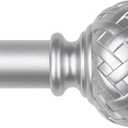 Curtain Rod 32 to 120 Inches, TONIAL 7/8 Silver Adjustable Curtain Rods for Windows 20 to 116 Inches, Splicing Drapery Rods Decorative with Netted Texture Finials