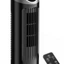 Tower Fan for Bedroom, 26 dB Quiet Bladeless Fan with Remote, LED Display, 9 Speeds, 1-8H Timer, Personal Desk Fan 90 Oscillating Fans for Indoors, 13 Inch Portable Table Fan for Room, Home, Office (TF002022)