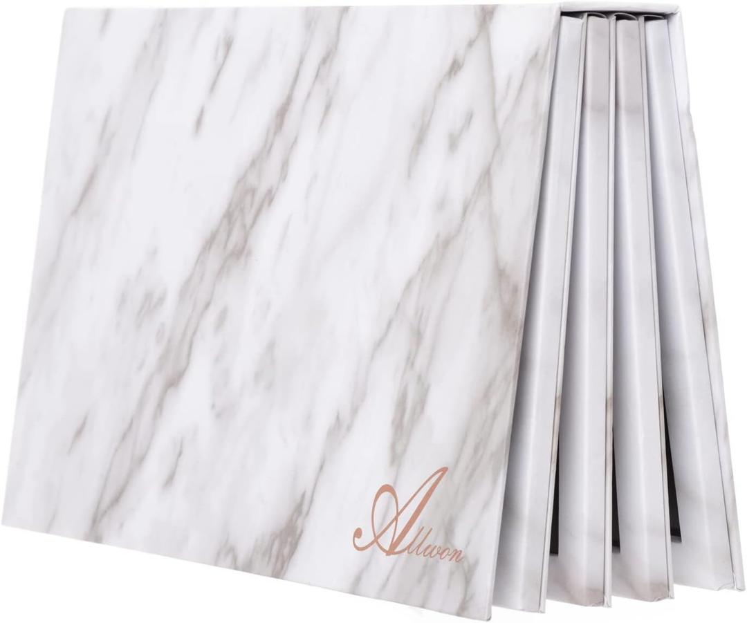 Allwon 4-Layer Book Shaped Marble Magnetic Palette Large Empty Makeup Palette Storage Box for Eyeshadow Lipstick Blush Powder (White)