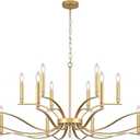 18 Light Gold Living Room Chandelier High Ceiling Foyer Candle Chandelier Large Modern Brass 59in Metal Chandeliers Hanging Light for Master Bedroom Dining Room Light Fixture Over Table