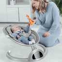 BabyBond Baby Swings for Infants, Bluetooth Infant Swing with Music Speaker, 3 Seat Positions, 5 Point Harness Belt, 5 Speeds and Remote Control - Portable Baby Swing for Indoor and Outdoor (Silver)