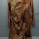 Long Sleeve Fall Wedding Guest Dress 2025 Bodycon Floral Mesh Ruched Cocktail Side Split Maxi Dresses Elegant, XL