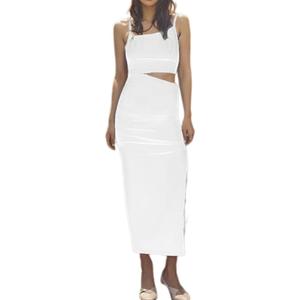 ummzongs Women's Summer Dresses 2024 Women's Short Skirt Dresses Solid Color Suspender see through the Waist, Length Dress (Size small)