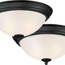 DESIGNERS FOUNTAIN Flush Mount Ceiling Light, 10.8 Inch LED Frosted Glass Lighting Fixture for Kitchen, Bedroom, Bathroom, and Hallway, Matte Black
