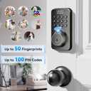 Ulecoce Fingerprint Keypad Deadbolt with Handle Set, Keyless Entry Door Lock, Door Locks for Front Door Lock Set, App Control, Auto Locking, Easy to Install, Oil Rubbed Bronze