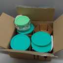 Anchor Hocking 2 Cup Glass Storage Containers with Lids, Set of 4 Glass Food Storage Containers with Mint SnugFit Lids (Mixed Blue)