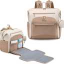LOVEVOOK Diaper Bag Backpack, Baby Bag with Changing pad, Waterproof Diaper Backpack for Mom Dad, cute Mommy Bag for Boy and Girl, Travel Essential Baby Registry Shower, Beige-Khaki (Medium)