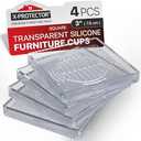 X-Protector Furniture Cups - 4 PCS 3" - Non Slip Furniture Pads for Hardwood Floors - Transparent Floor Protectors - Bed Stoppers to Prevent Sliding - Keep Furniture from Sliding on Floor! (Square)