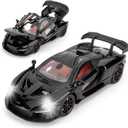 1:24 Scale Car Model Compatible for Collectible McLaren Senna Super Sports Car Toys, Zinc Alloy Pull Back Toy Vehicle with Sound and Light for Adult Boys Girls 3 4 5 6 7 8 (Black)