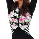 Women's One Piece Rash Guard Swimsuit UV Sun Protection Long Sleeve Surfing Shirt (XX-Large, Floral 59)