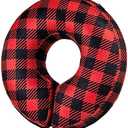BENCMATE Protective Inflatable Collar for Dogs & Cats - Soft Pet Recovery Collar Does Not Block Vision E-Collar (Medium, Plaid), [Neck:8''-12''] Medium
