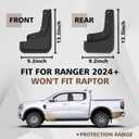 Muslogy Mud Flaps Splash Guards Compatible with Ford Ranger 2024 2025 2026 Accessories Auto Parts Heavy Duty Fender Front & Rear Mudguard 4PCS Fit Ranger XL, XLT, Lariat (Won't Fit Raptor)