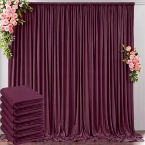 30 ft x 10 ft Wrinkle Free Maroon Backdrop Curtain for Parties, Polyester Burgundy Photo Backdrop Drapes 6 Panels 5x10ft for Baby Shower Wedding Birthday Party Engagement Ceremony Decoration