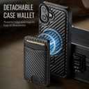 for iPhone 17 Wallet Case Compatible with Magsafe, Magnetic RFID Blocking Card Holder Kickstand 2 in 1 Detachable Case for iPhone 17 6.3", Carbon Black