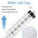 60mL Syringes without Needle, Luer Lock Big Syringe with Cap, Sterile Individually Wrapped, Accurate Liquid Measurement - 10 Pack for Lab Use and Home Care