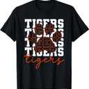 Vintage Tigers School Sports Name Spirit for Men Women Kids T-Shirt, Black,  2XL 