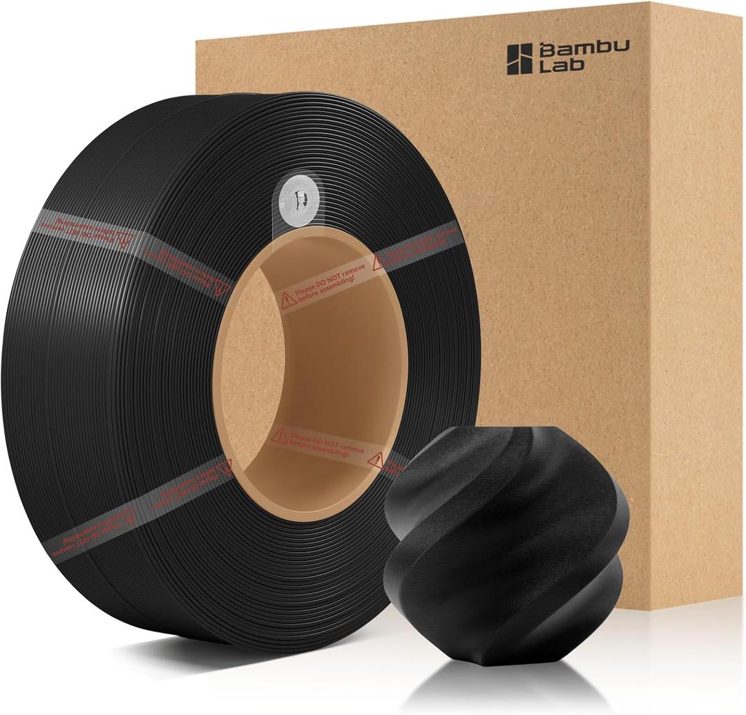 Bamboo1.75MM PLA Matte Refill Filament High Toughness High Speed &Easy Printing Eco Friendly with RFID for Bambu Lab A1,X1,P1 AMS 1KG +/- 0.03mm (Without Spool) (Black 11101)