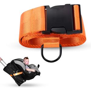 Car Seat Travel Belt to Suitcase - Car Seat Travel Strap with Heavy Duty Metal Buckle - Convertible Luggage Straps for Suitcases - Travel Belt for Luggage Strap and Airport Car Seat Dolly (Orange)