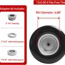 (2 Pack) 13x5.00-6 Flat Free Tire and Wheel,Front Zero-Turn Smooth Tire with 3/4" & 5/8" Precision bearings,3.25"- 5.9" Center Hub Replacement for Riding Lawn Mower,Zero-Turn Mowers
