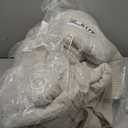 MooMee Gingham Sheet Set 100% Washed Cotton Linen Like Textured Breathable Soft w/ Fully Elasticized 16-19" Deep Pocket (Classic Gingham Almond Milk Grey, Queen)