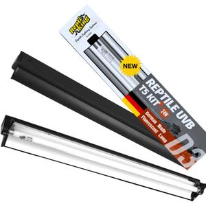 Upgraded T5 UVB Reptile Light, 10.0 UVB 24W German Made Fluorescent Lamp and Fixture Kit, for Desert-Dwelling Reptiles, Bearded Dragon UVB Lamp Bulb