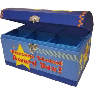 Treasure Chest Box Desktop Size 10"x6"x6" for Teachers and Classroom Toy Prizes Awards for Star Students