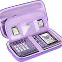 BOVKE Hard Calculator Case for Texas Instruments TI-84 Plus CE Color Graphing Calculator/TI-84 Plus/TI-83 Plus CE, Extra Zipped Pocket for USB Cables, Charger, Manual and More, Purple