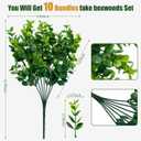 Lnoicy Artificial Greenery Plants Outdoor UV Resistant Fake Plants Boxwood Shrubs Grass,10 Bundles for Farmhouse Home Garden Office Patio Backyard Wedding and Indoor Outdoor Decoration