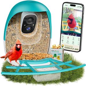 HIXX Smart Bird Feeder with Camera, AI Identify Birds & Auto Capture, 2K HD Live Camera Birdwatching with Color Night Vision for Bird Lovers Gifts (Blue)